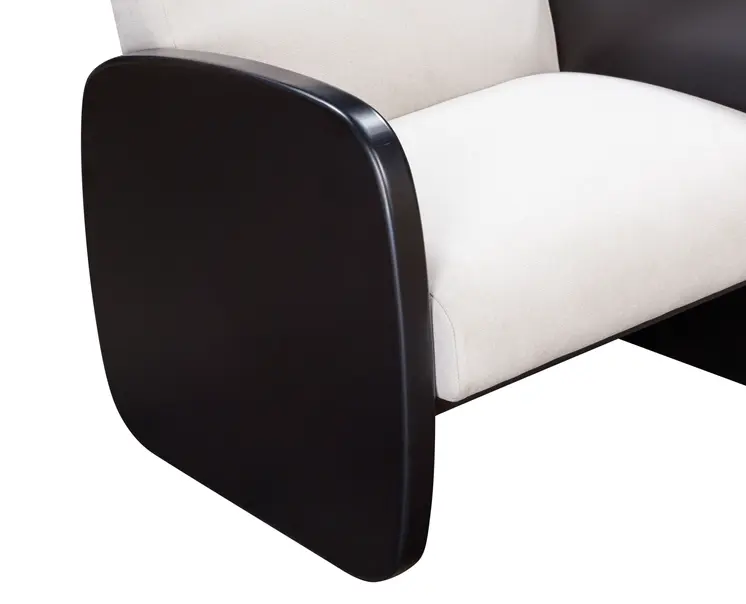 29" White And Black Linen Arm Chair