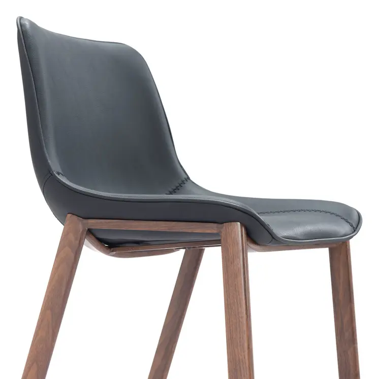 Set of Two 30" Black And Brown Faux Leather And Steel Bar Height Bar Chairs