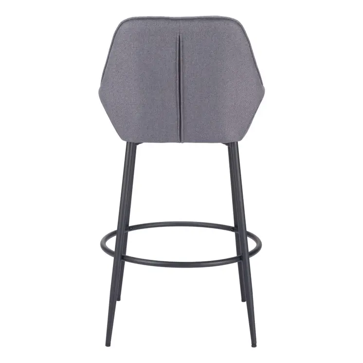 Set of Two 30" Gray And Black Fabric And Steel Bar Height Bar Chairs