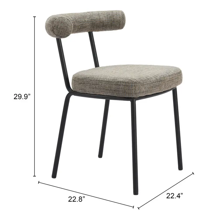 Set of Two Green and Black Upholstered Chenille Open Back Dining Side Chairs