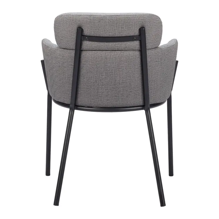 Set of Two Gray and Black Upholstered Faux Leather Dining Arm Chairs