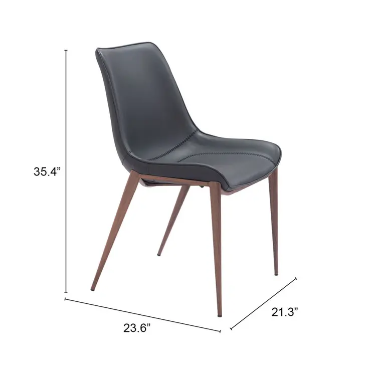 Set of Two Black and Brown Upholstered Faux Leather Dining Side Chairs