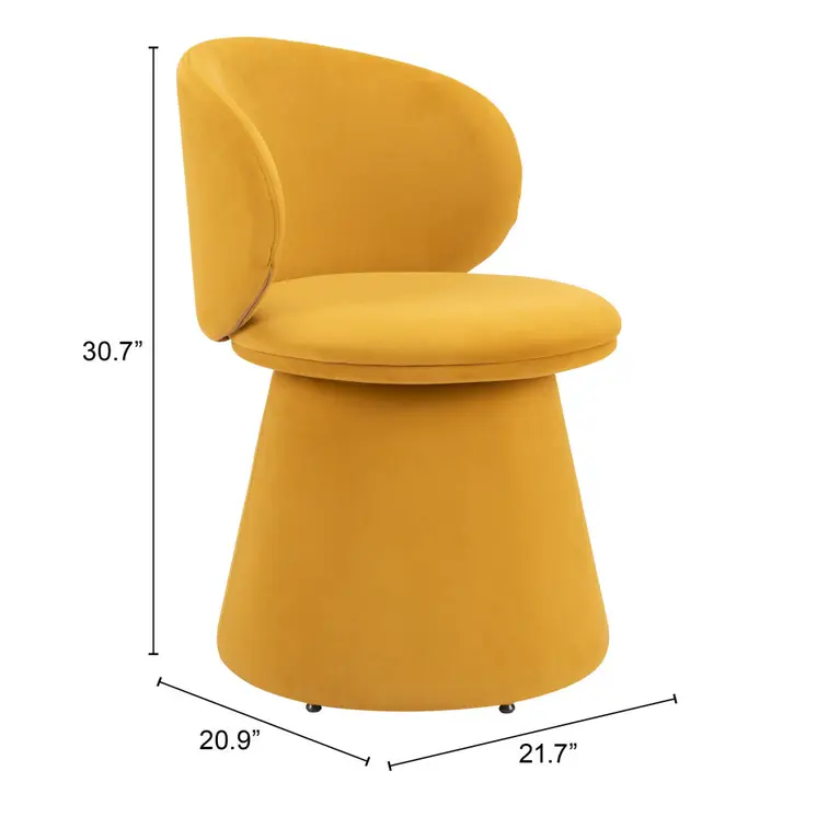 Orange Upholstered Velvet Swivel Dining Side Chair