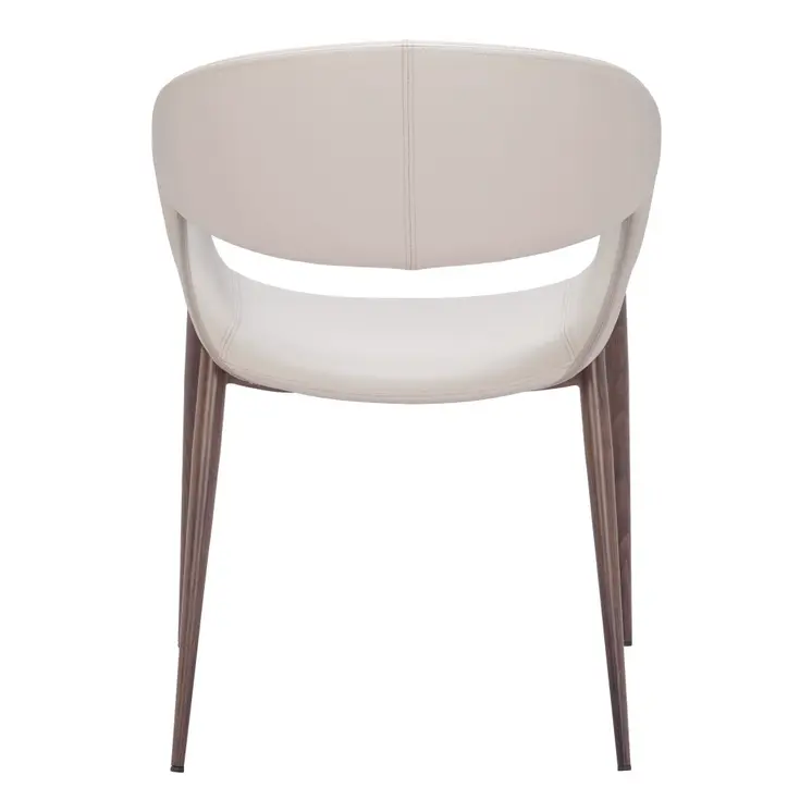 Set of Two Beige and Brown Upholstered Faux Leather Open Back Dining Arm Chairs