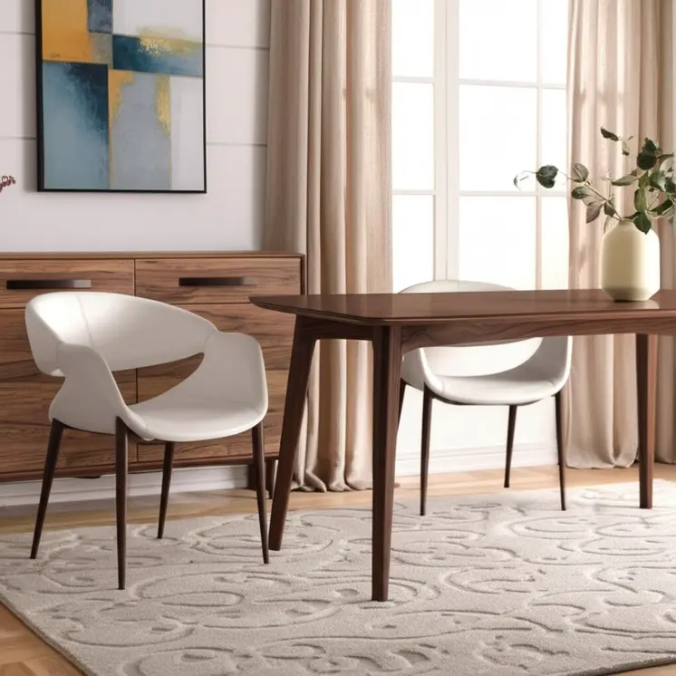 Set of Two Beige and Brown Upholstered Faux Leather Open Back Dining Arm Chairs