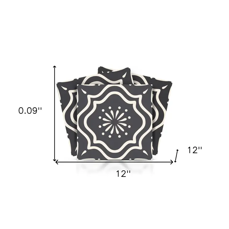 12" X 12" Burst Gray and White Peel and Stick Removable Tiles