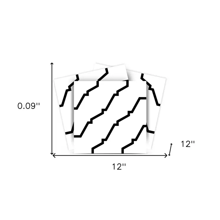 12" X 12" Black and White XL Prism Peel and Stick Removable Tiles