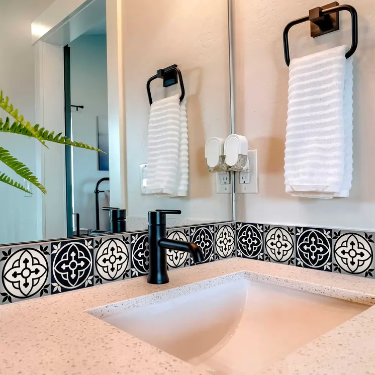 12" X 12" Black and White Rory Peel and Stick Removable Tiles