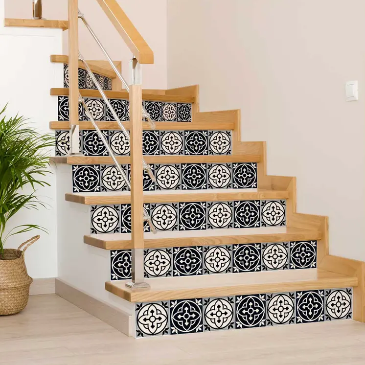 12" X 12" Black and White Rory Peel and Stick Removable Tiles