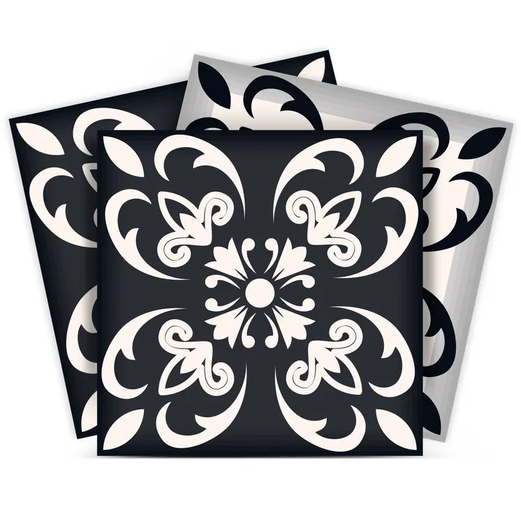 12" X 12" Black and White Quatro Peel and Stick Removable Tiles
