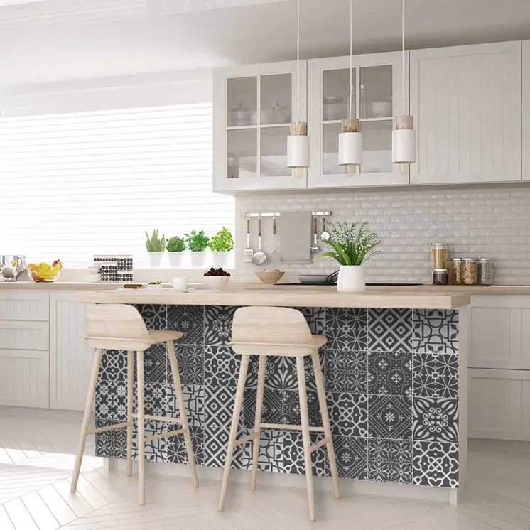 12" X 12" Gray and White Mosaic Peel and Stick Removable Tiles