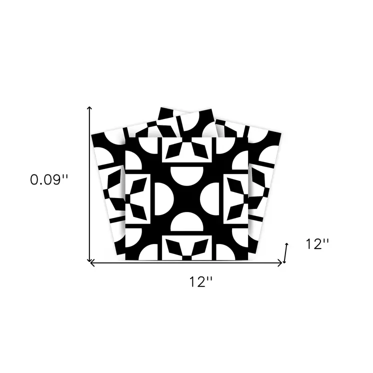 12" X 12" Black and White Coli Peel and Stick Tiles