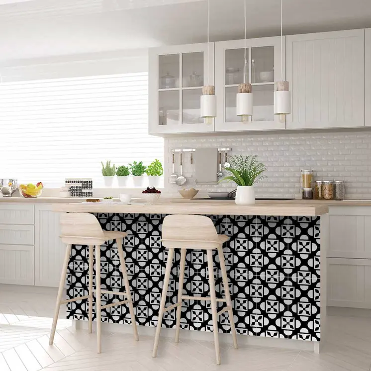 12" X 12" Black and White Coli Peel and Stick Tiles