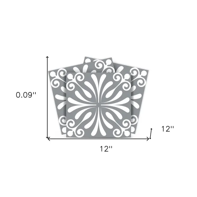 12" X 12" Gray and White Spire Peel and Stick Removable Tiles