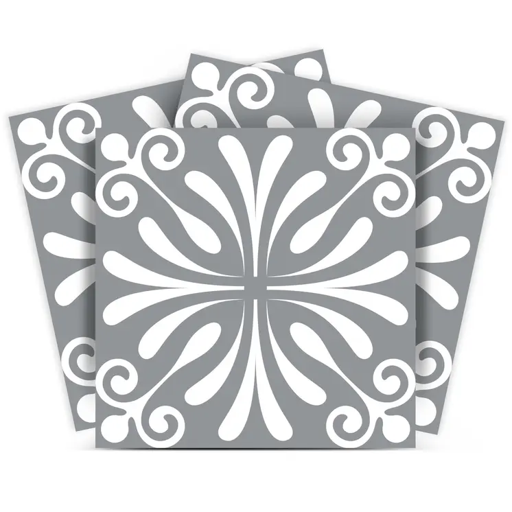 12" X 12" Gray and White Spire Peel and Stick Removable Tiles