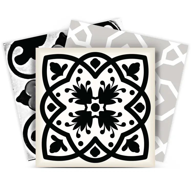 12" X 12" Black White and Gray Bella Peel and Stick Tiles