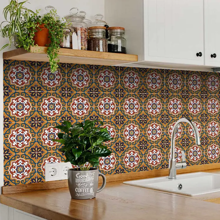 12" X 12" Brown and White Old World Ole Peel and Stick Tiles