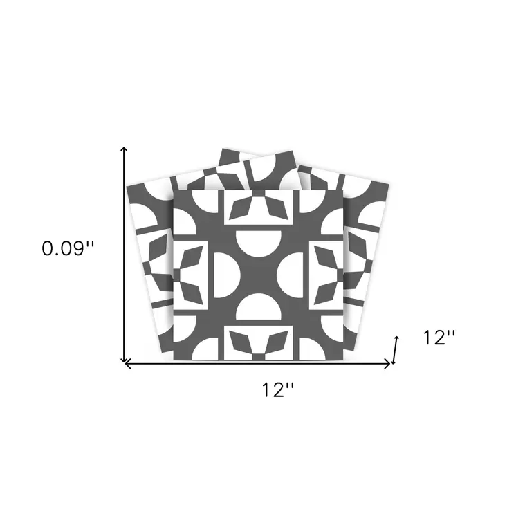 12" X 12" Dark Gray and White Coli Peel and Stick Tiles