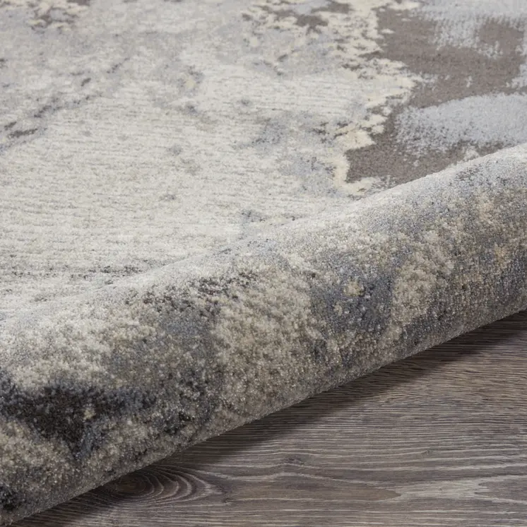 9' X 12' Gray Black and Ivory Abstract Area Rug