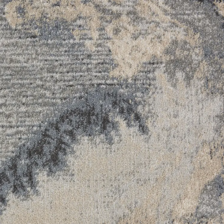 9' X 12' Gray Black and Ivory Abstract Area Rug
