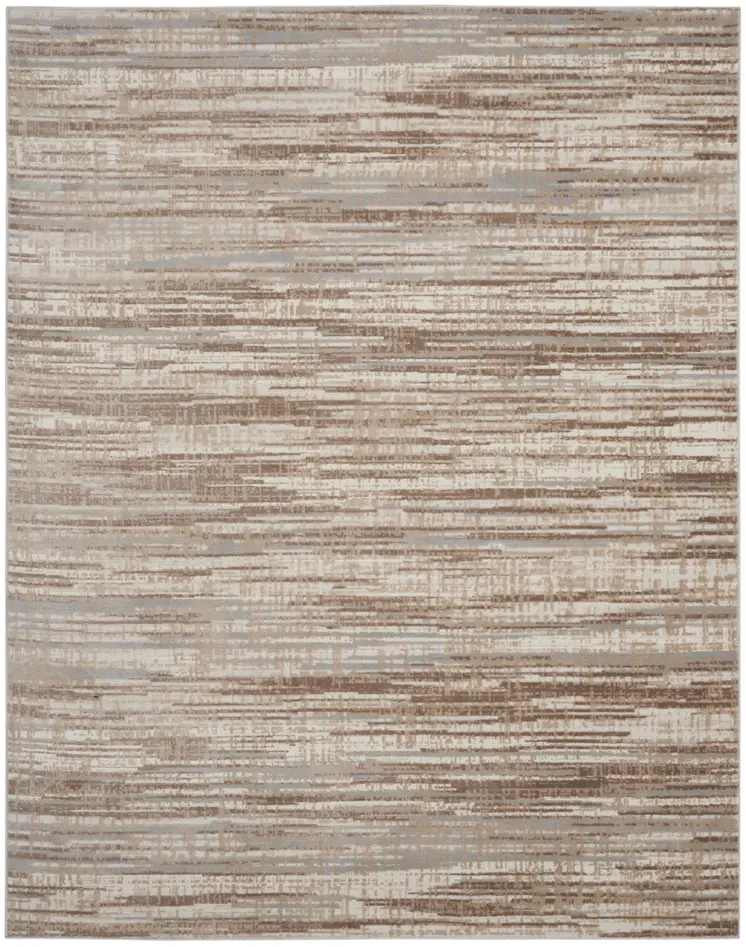 9' X 12' Ivory and Gray Abstract Non Skid Area Rug