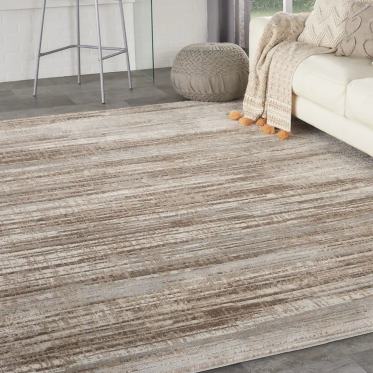 9' X 12' Ivory and Gray Abstract Non Skid Area Rug