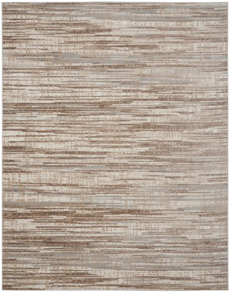 9' X 12' Ivory and Gray Abstract Non Skid Area Rug