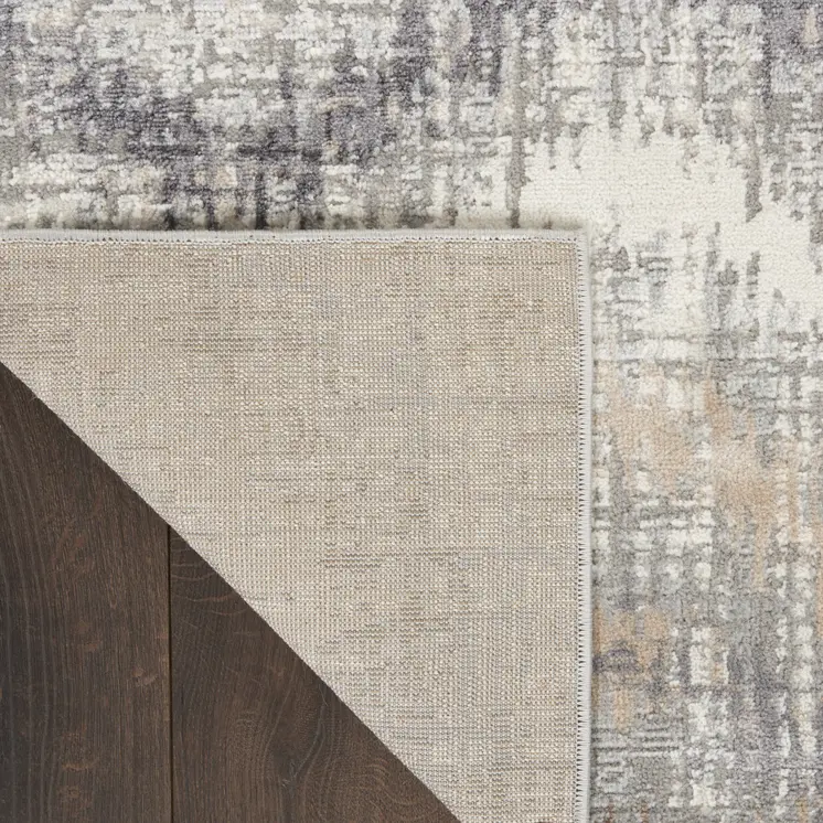9' X 12' Ivory Gray and Brown Abstract Non Skid Area Rug