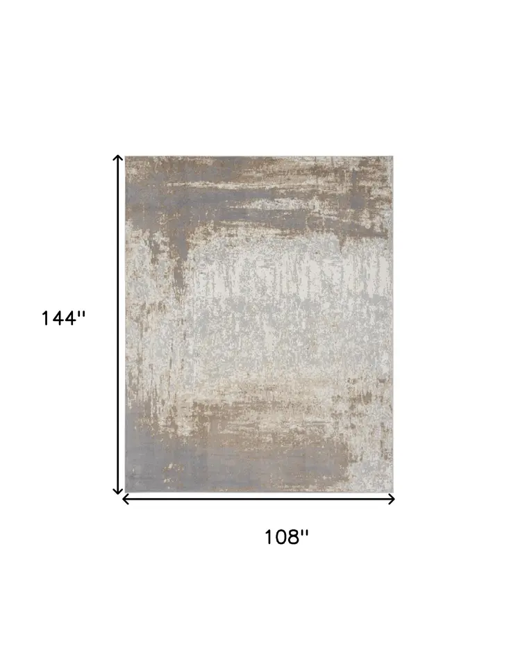 9' X 12' Gray and Ivory Abstract Non Skid Area Rug