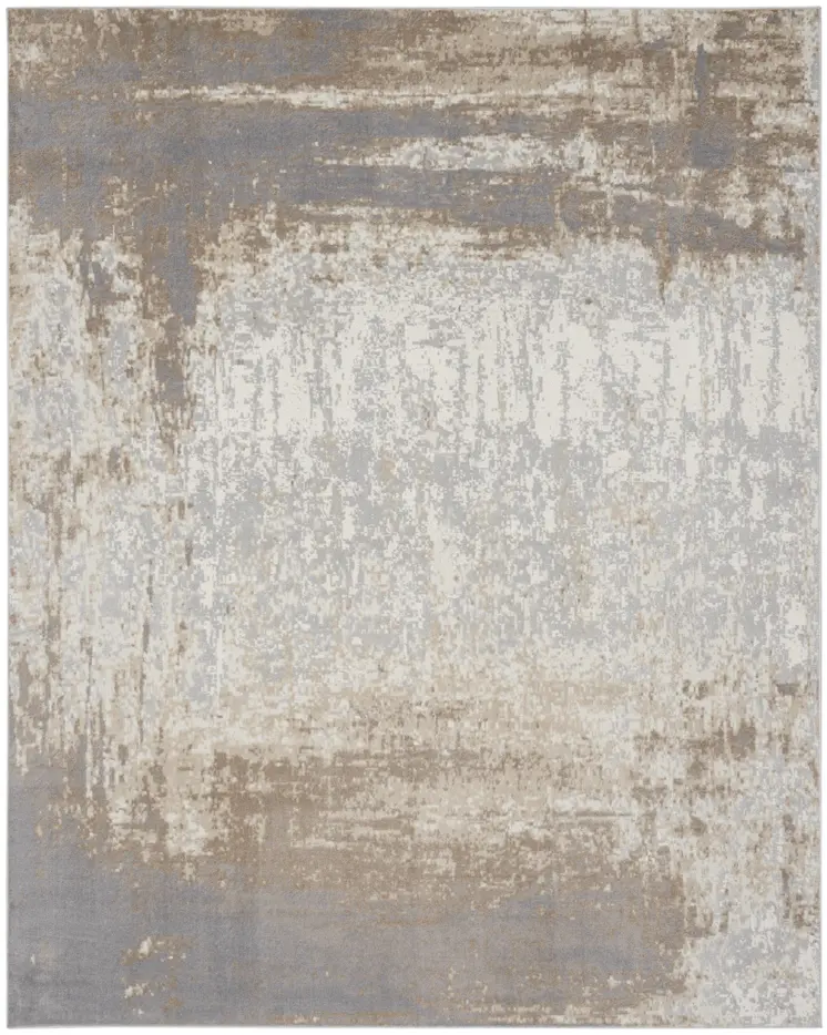 9' X 12' Gray and Ivory Abstract Non Skid Area Rug
