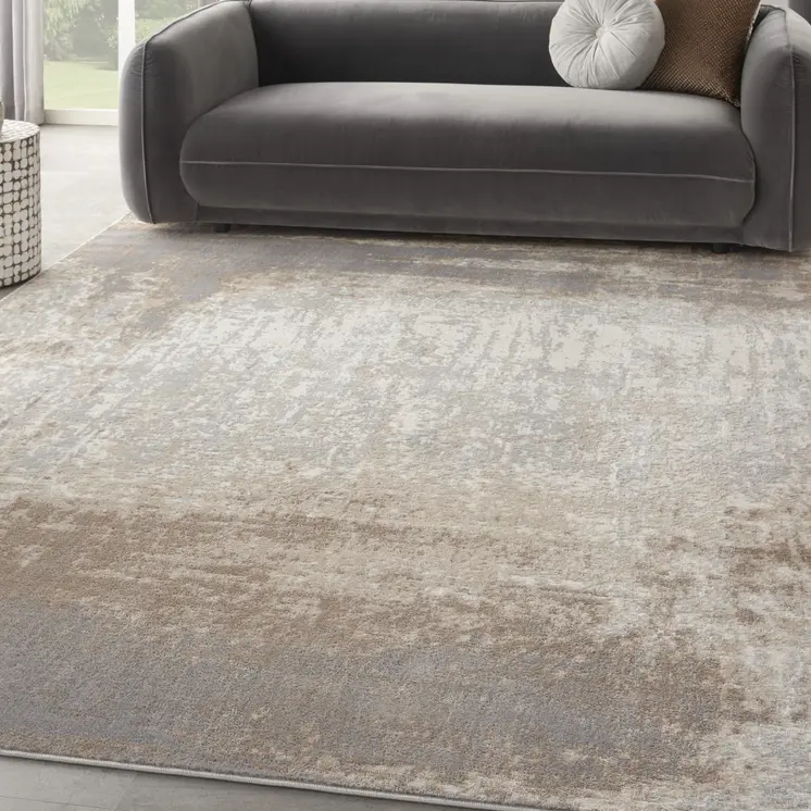 9' X 12' Gray and Ivory Abstract Non Skid Area Rug