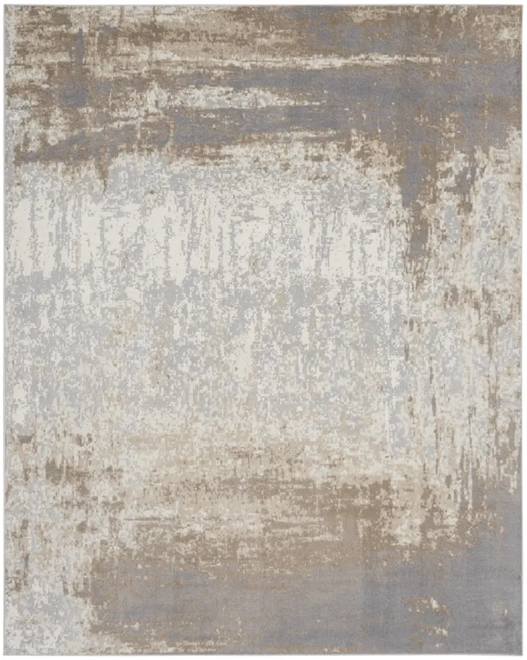 9' X 12' Gray and Ivory Abstract Non Skid Area Rug