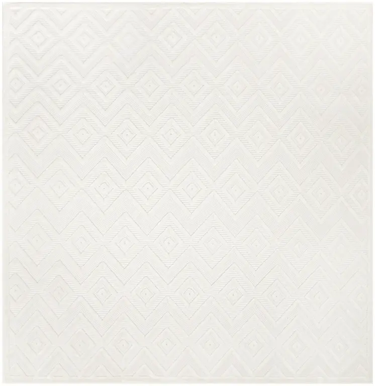 9' Ivory And White Square Geometric Indoor Outdoor Area Rug