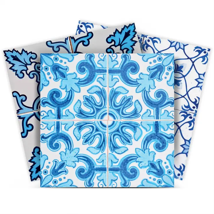 12" X 12" Mediterranean Blues Mosaic Peel and Stick Tiles
