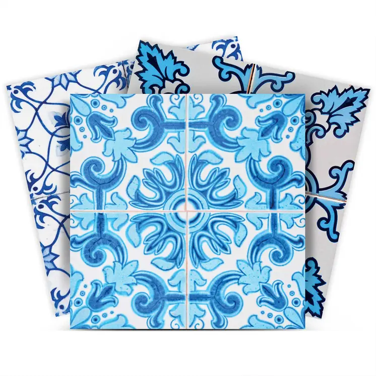 12" X 12" Mediterranean Blues Mosaic Peel and Stick Tiles
