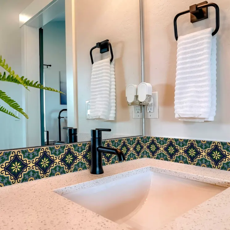 12" X 12" Agean Blue and Green Peel and Stick Tiles
