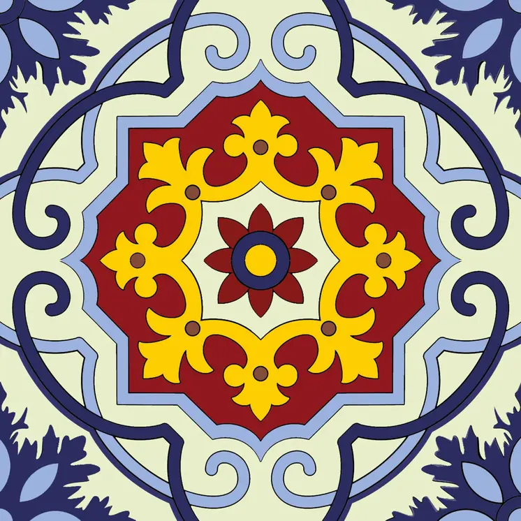 12" X 12" Blue And Yellow Mosaic Peel And Stick Removable Tiles