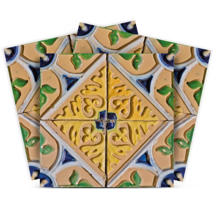 12" X 12" Yellow Blue Provence Peel and Stick Removable Tiles