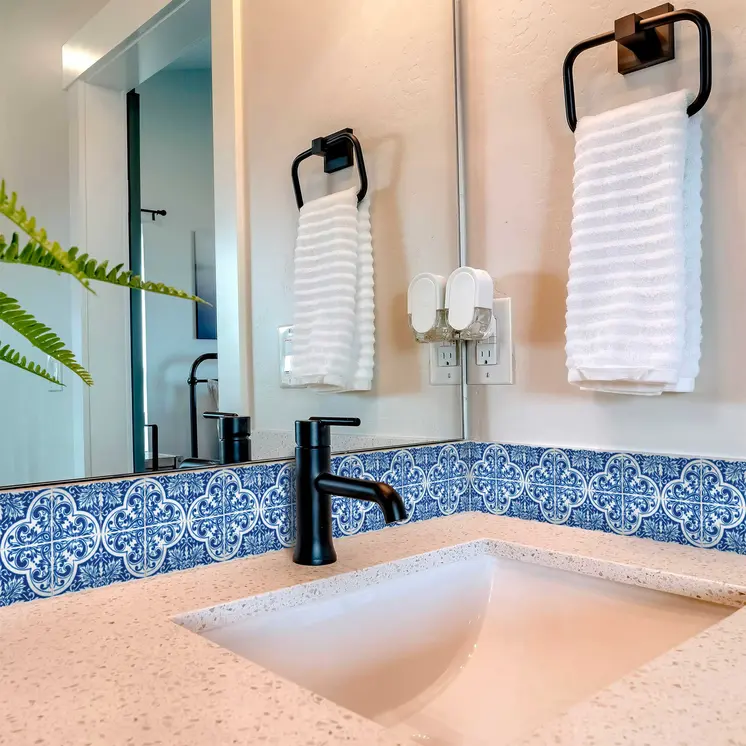 12" X 12" Blue and White Cross Peel And Stick Tiles