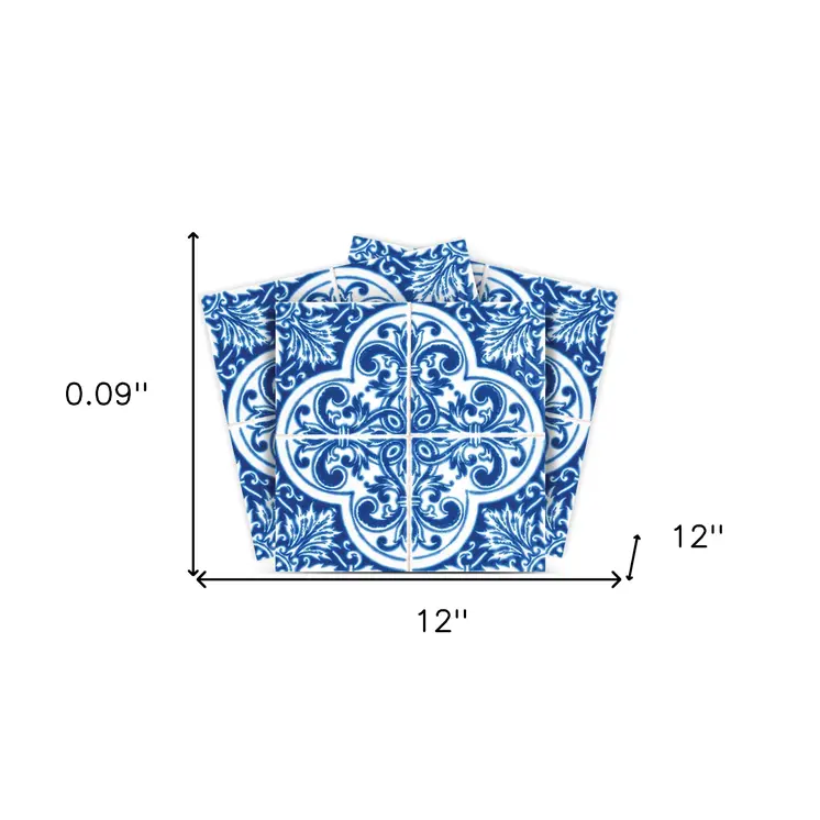 12" X 12" Blue and White Cross Peel And Stick Tiles