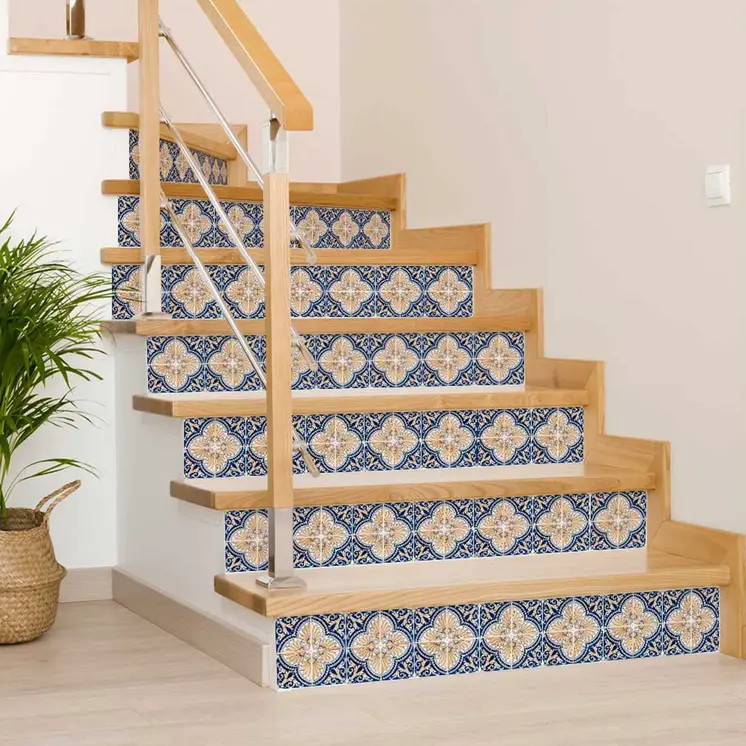 12" X 12" Blue and Yellow Nelly Peel And Stick Removable Tiles