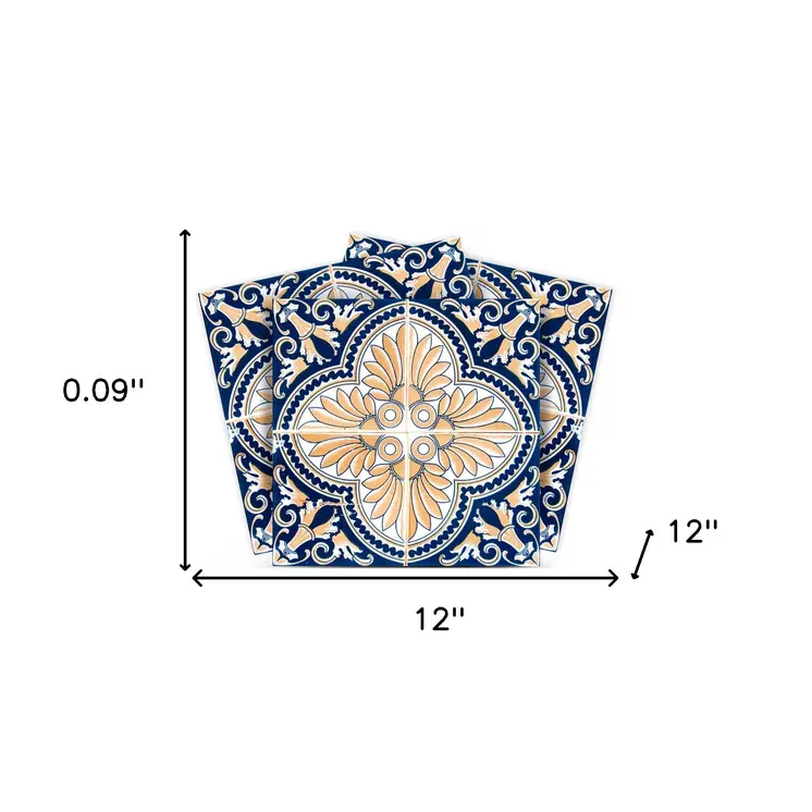 12" X 12" Blue and Yellow Nelly Peel And Stick Removable Tiles