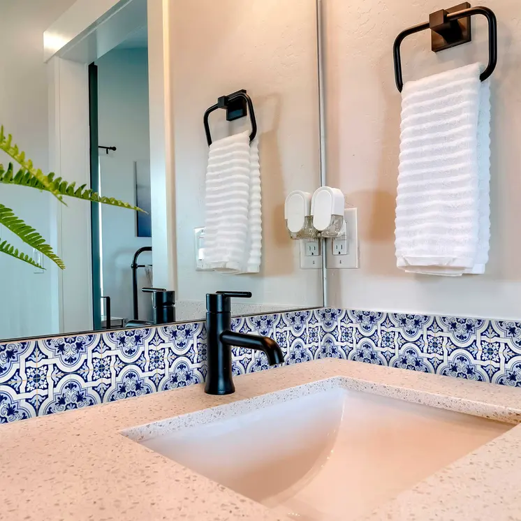 12" X 12" Blue Mia Gia Peel And Stick Removable Tiles