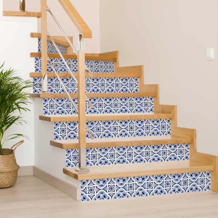 12" X 12" Blue Mia Gia Peel And Stick Removable Tiles
