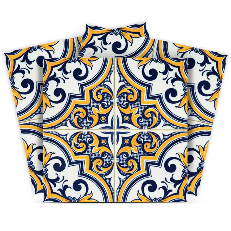 12" X 12" Blue and Yellow Neutral Gina Peel And Stick Removable Tile