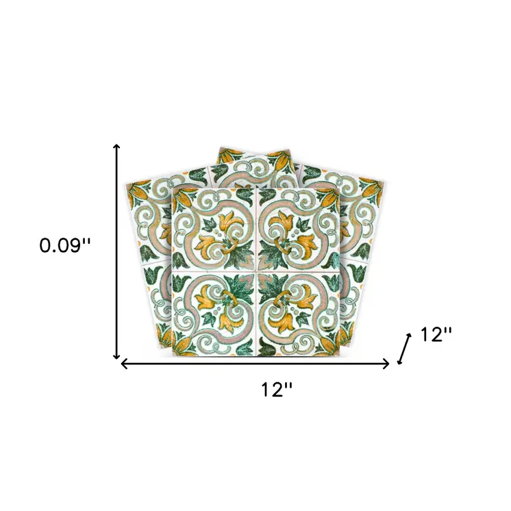 12" X 12" Green Yellow Melo Peel and Stick Tiles