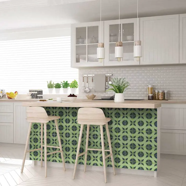 12" X 12" Green Aegean Orb Removable Peel and Stick Tiles