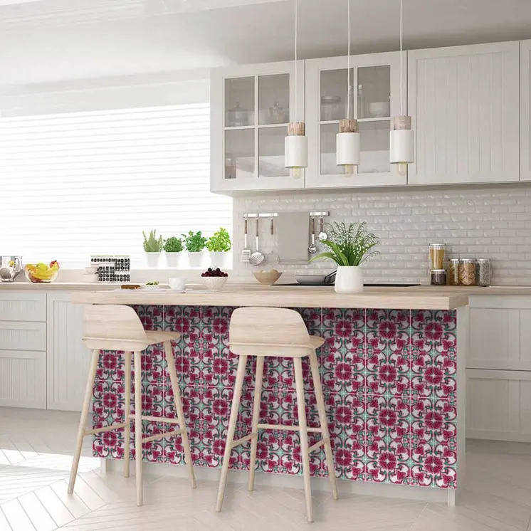 12" X 12" Rosa Pink Lea Removable Peel and Stick Tiles