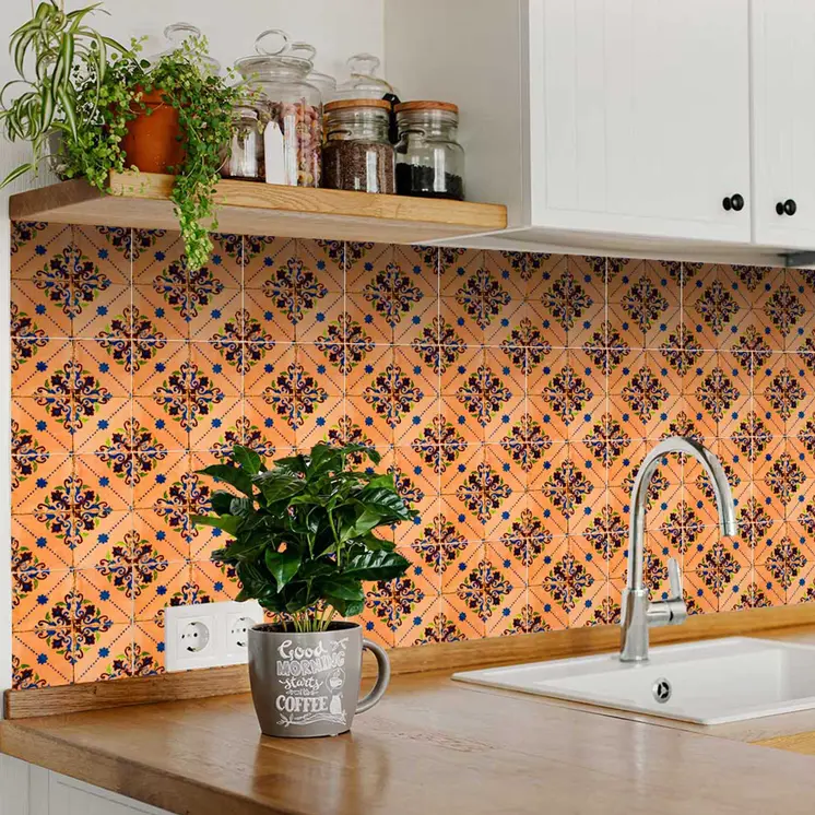12" X 12" Golden Rio Removable Peel and Stick Tiles