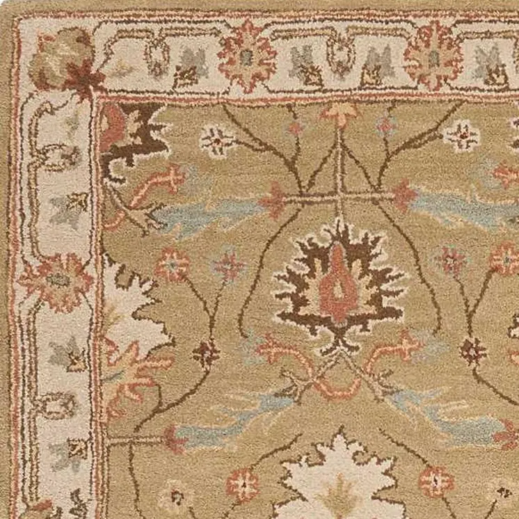 3' X 4' Ivory Sage and Tan Wool Floral Area Rug